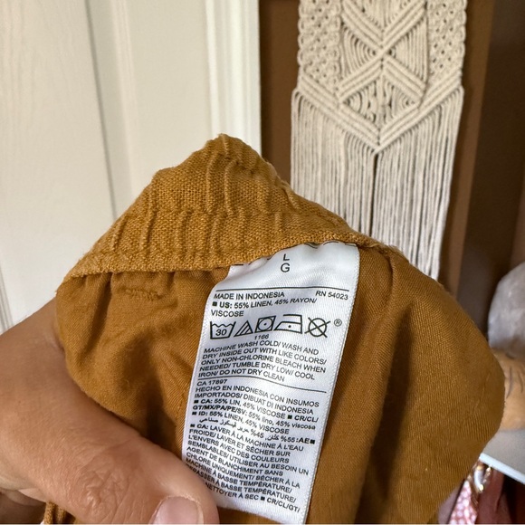 Old Navy Burnt Gold Linen Blend Straight Leg Flowy Pants / Size L - Picture 7 of 7